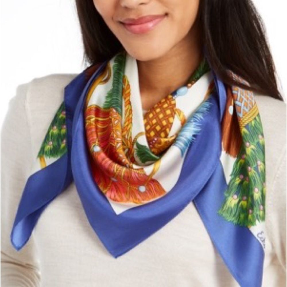 Echo Heritage Tassels Print Silk Square Scarf